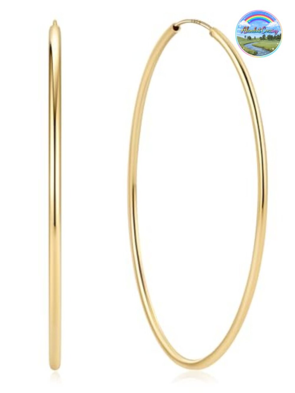 Sterling Silver Hoop Earrings 70mm Hidden Clasp Hypoallergenic